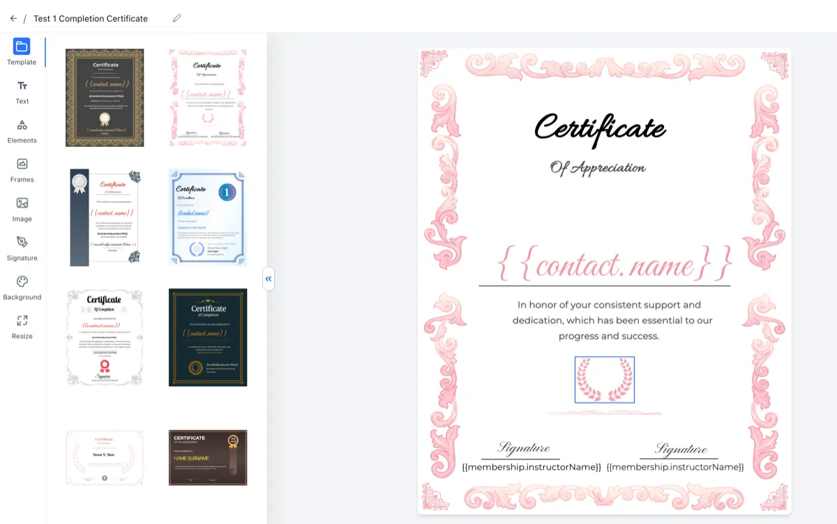 Certificate and badge editor improvements