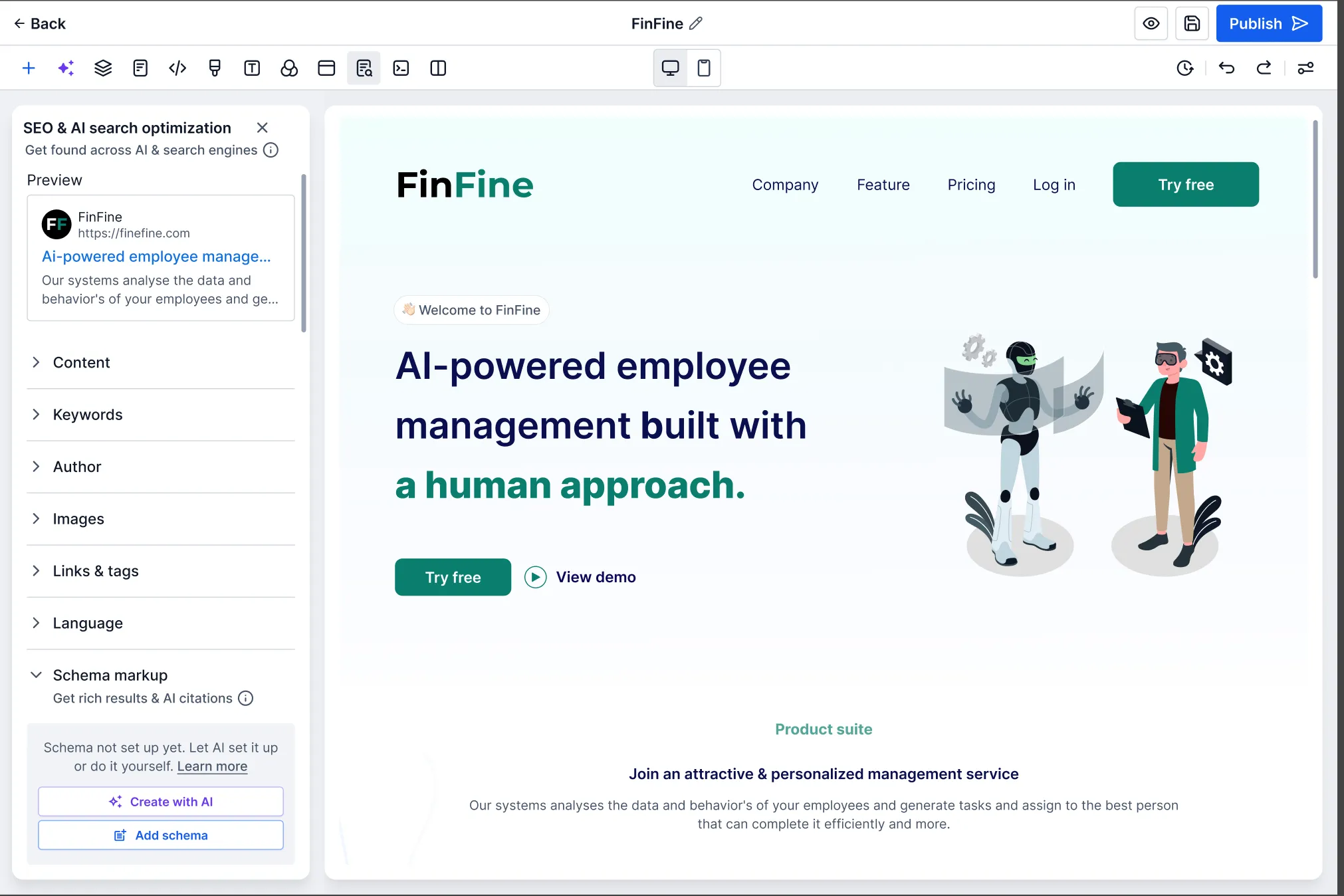 Schema Markup AI entry point