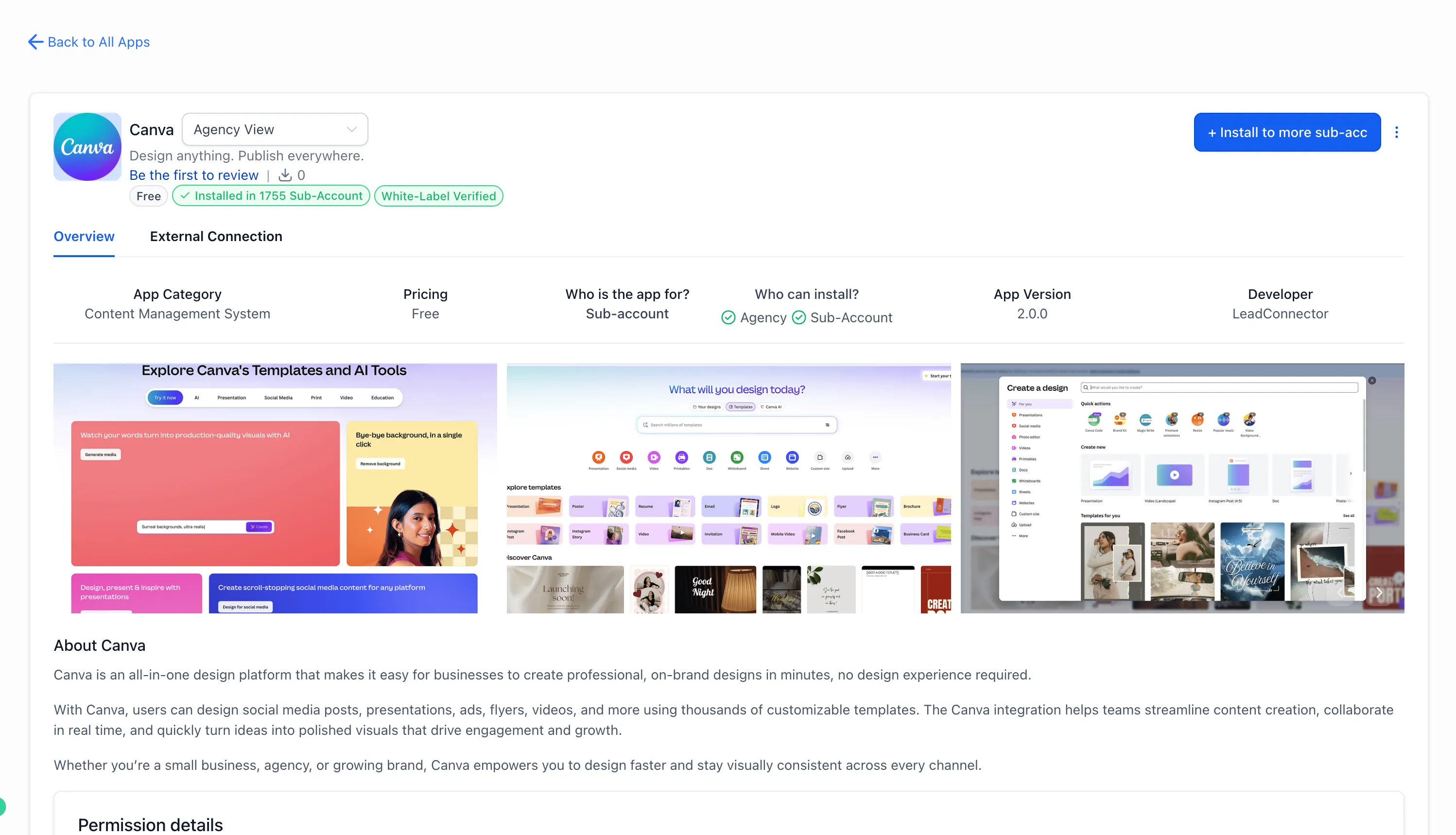 Canva integration in Media Storage