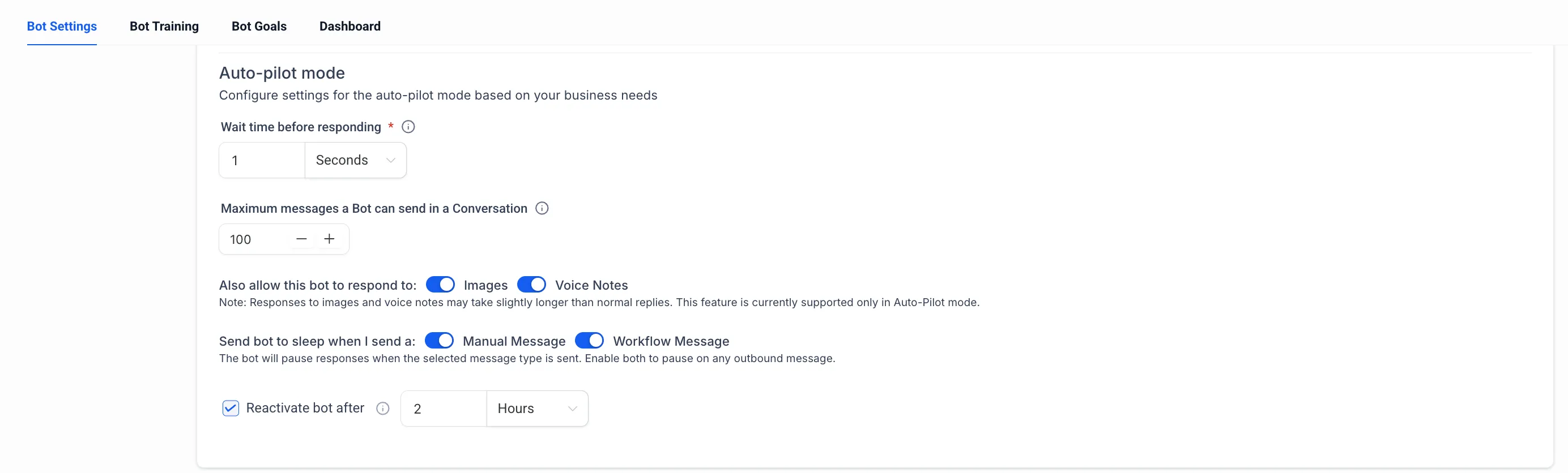 Conversation AI bot sleep controls