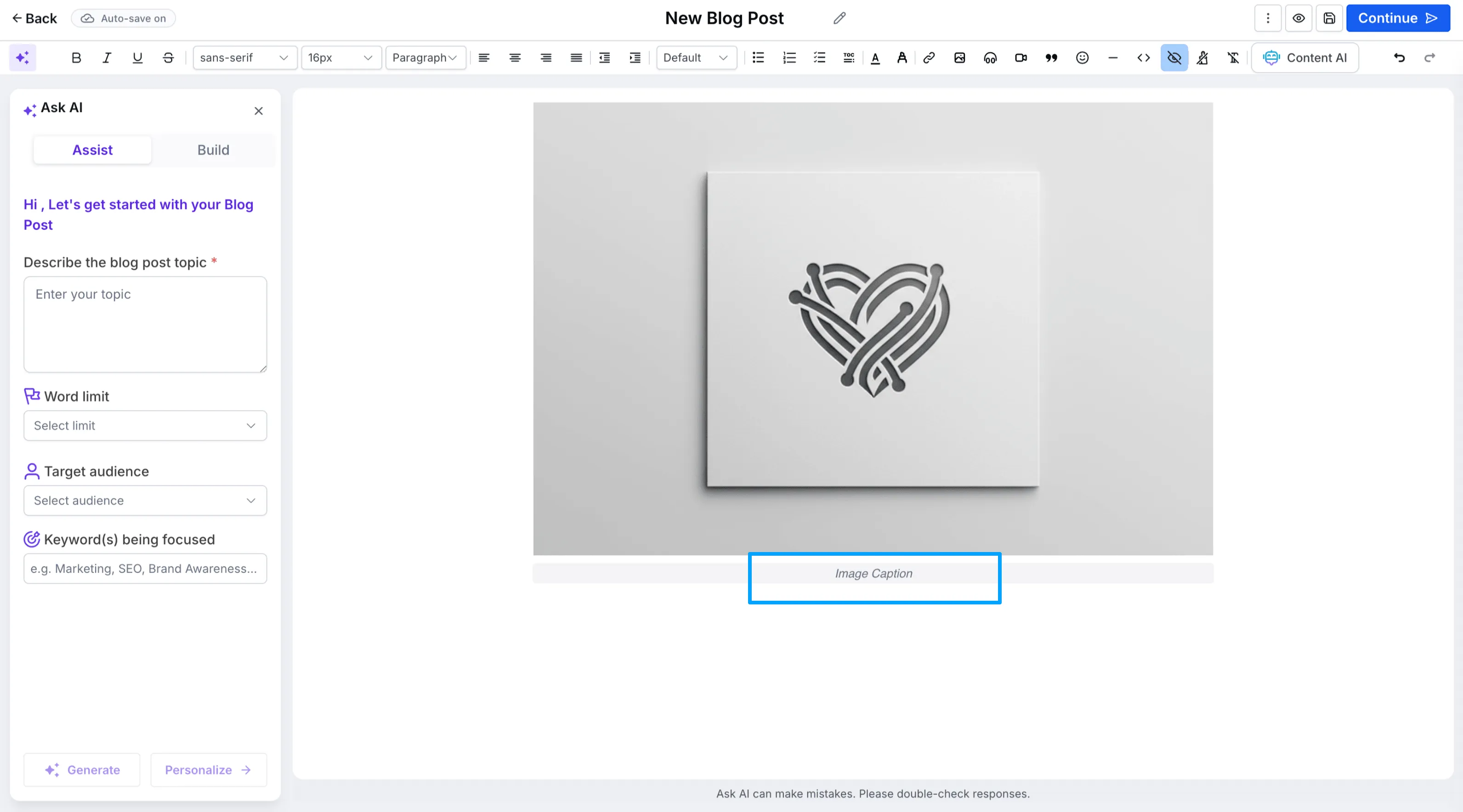 Image captions in the blog editor