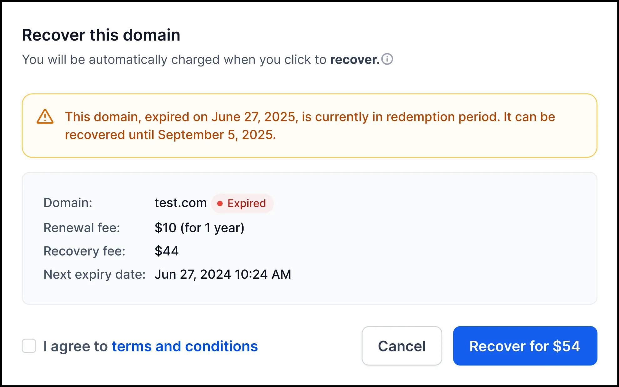 Domain recovery flow in SMBcrm