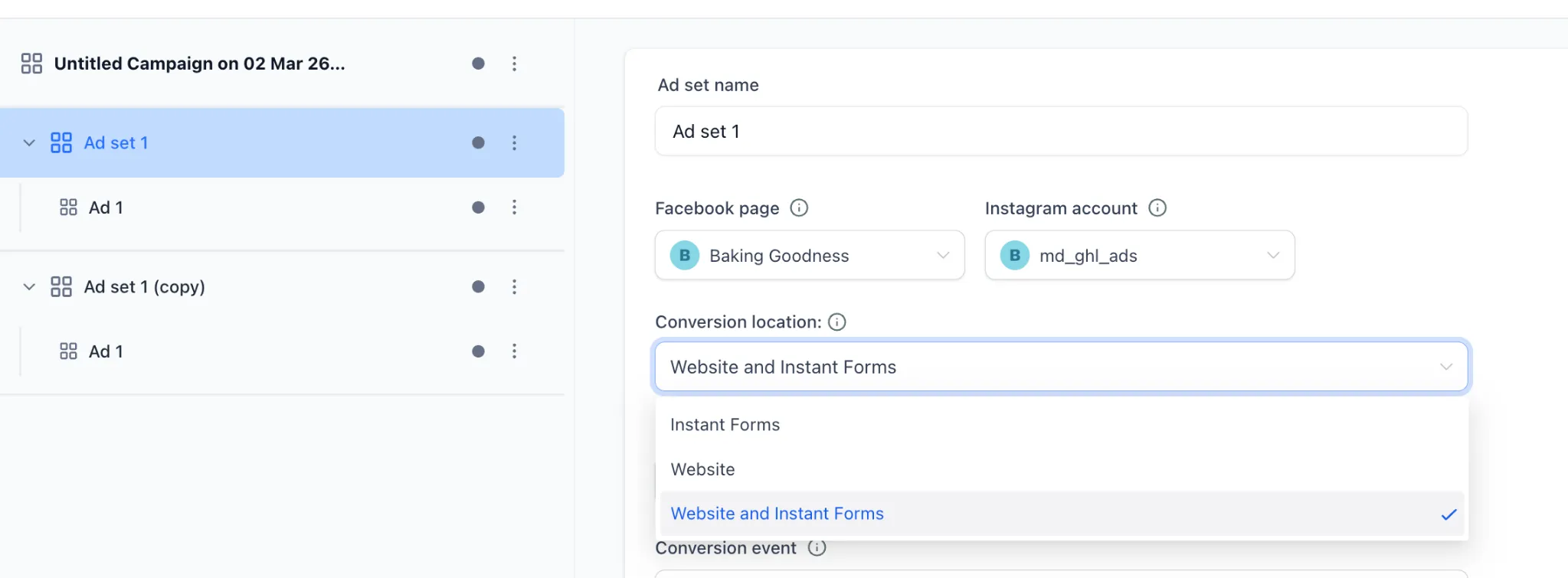 Ad Manager conversion location options