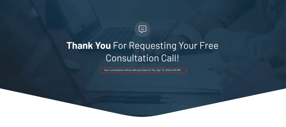 Funnel confirmation page