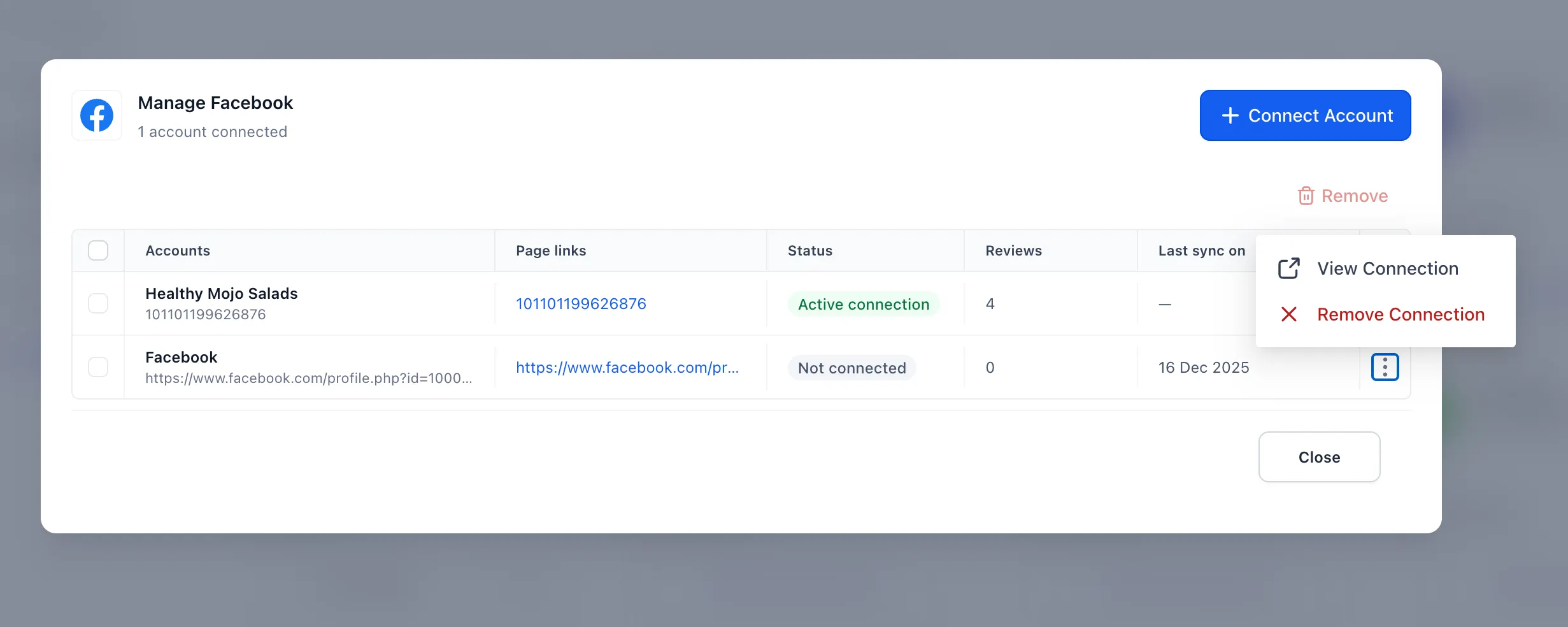 Reputation integration page management
