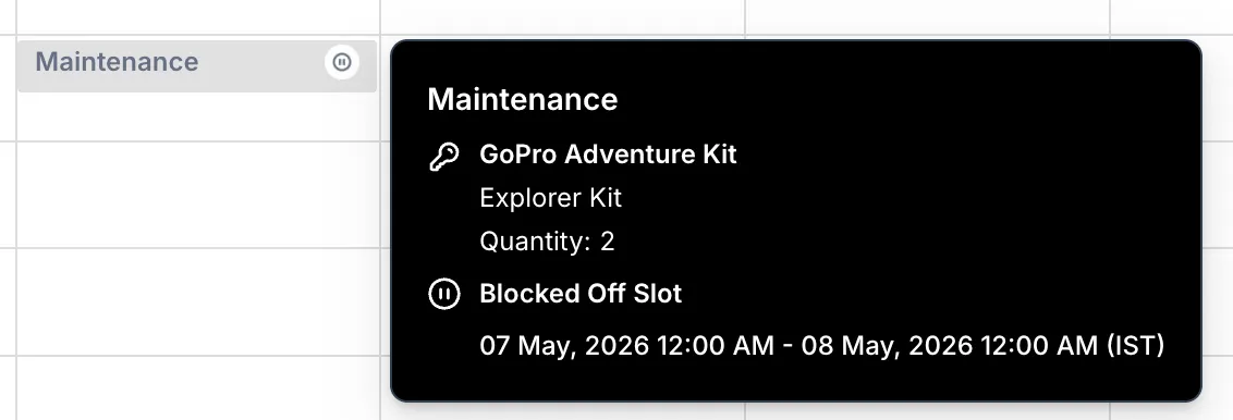 Blocked slot details