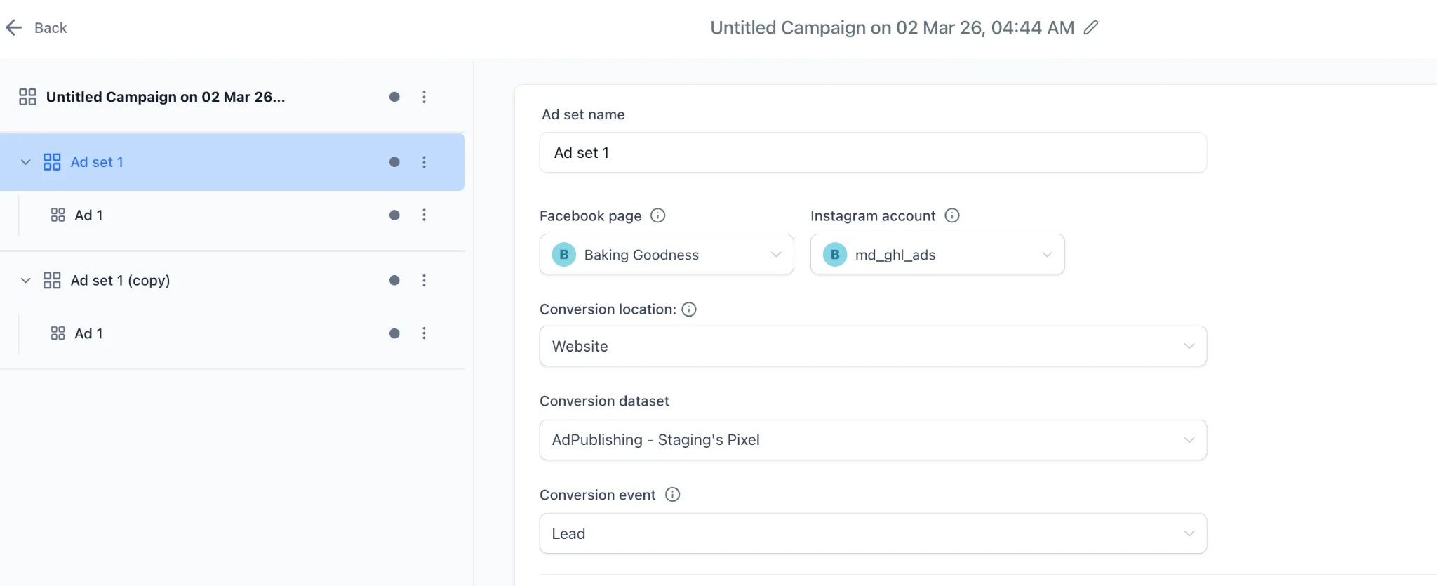 Website conversion setup