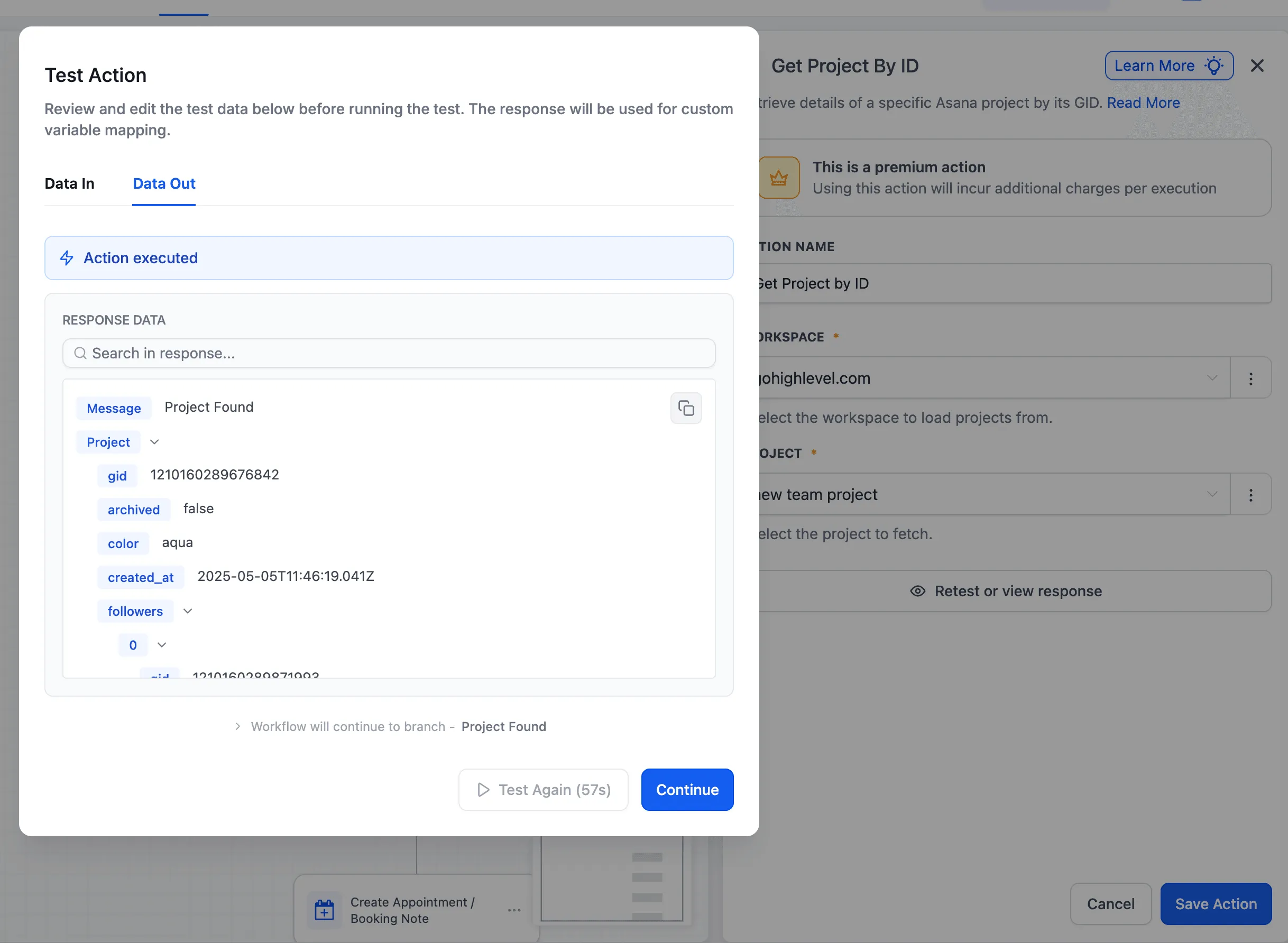 Find Project action details