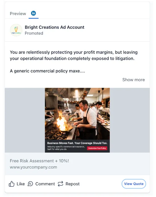 Commercial Insurance - LinkedIn Ad
