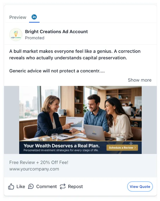 Investment Advisor - LinkedIn Ad