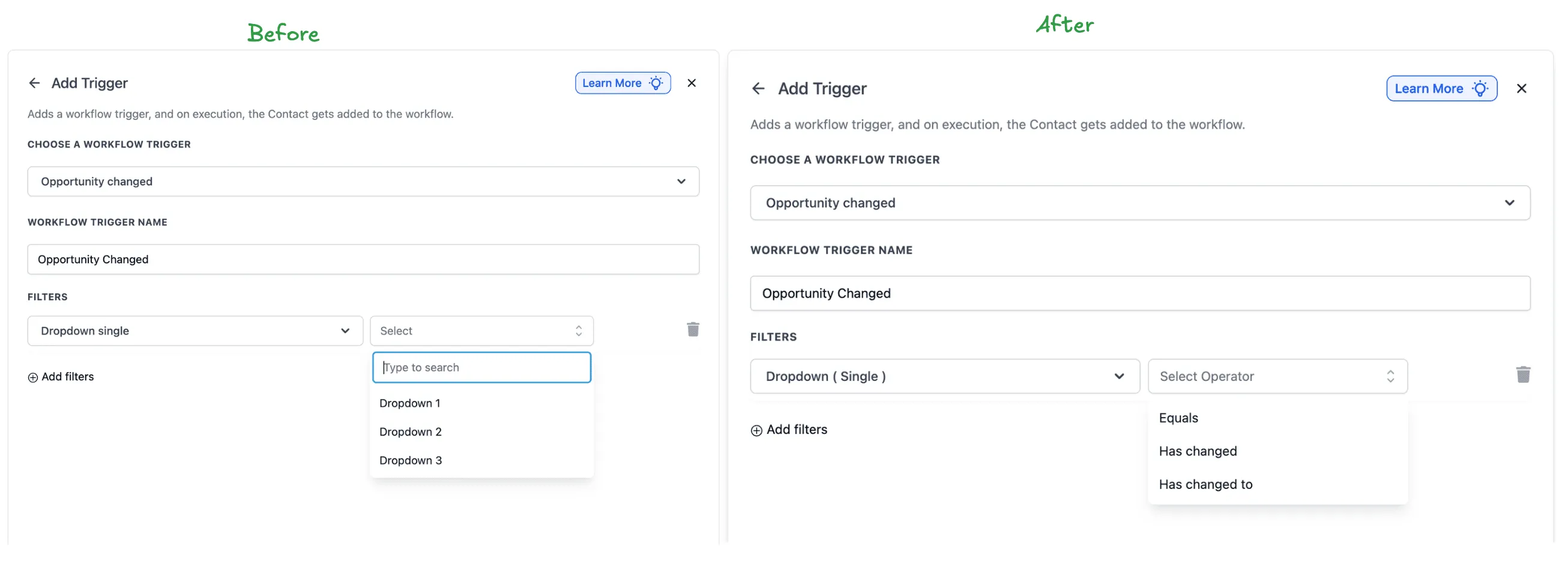 Completed custom opportunity field change trigger configuration in SMBcrm