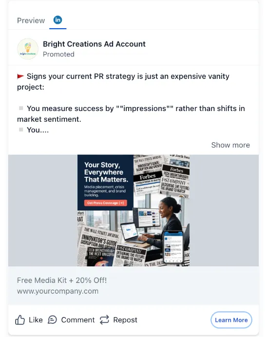 Public Relations Firm - LinkedIn Ad
