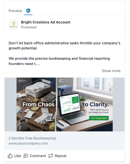 Bookkeeper - LinkedIn Ad