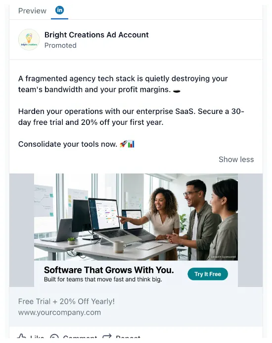 SaaS Company - LinkedIn Ad