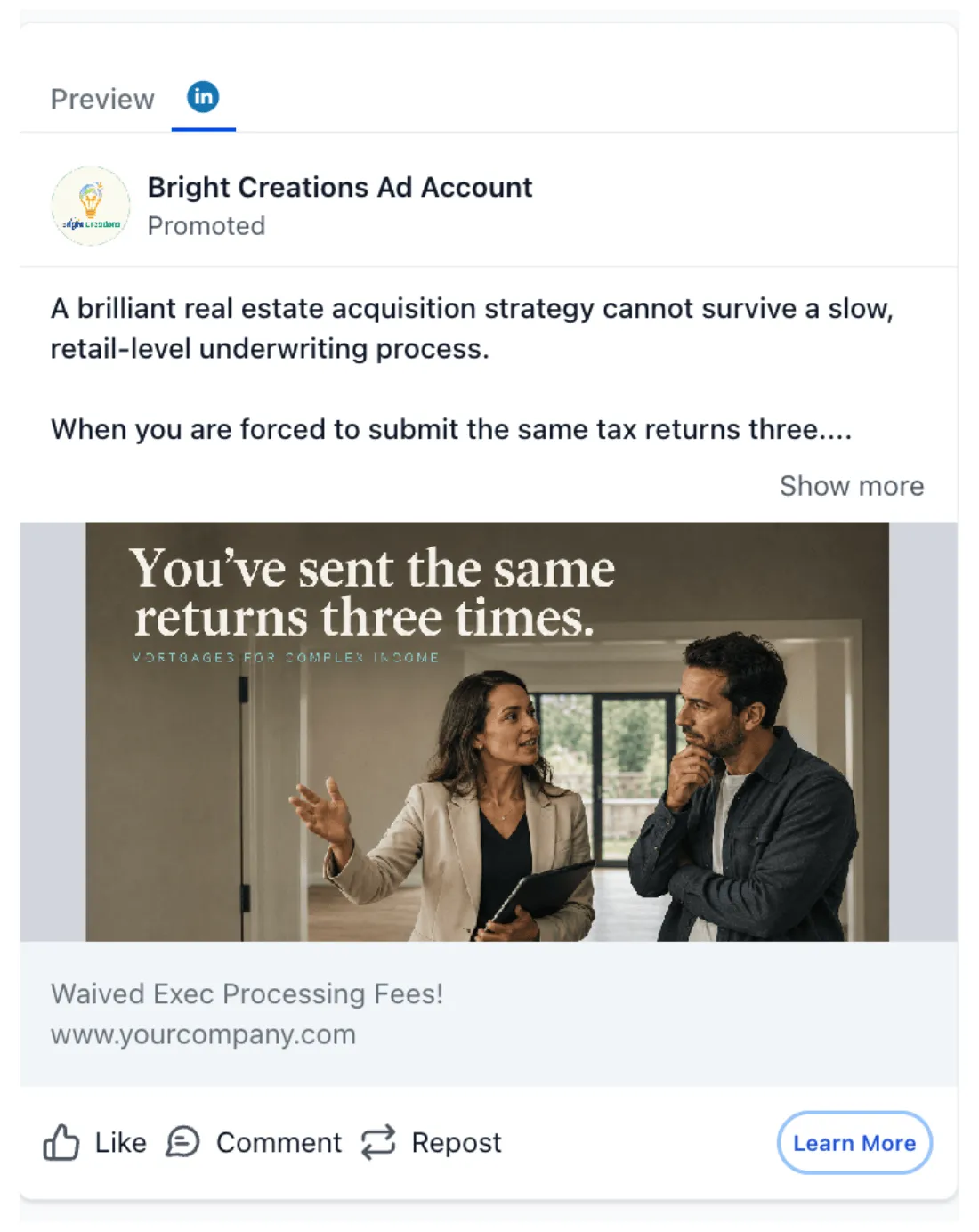 Home Loan Specialist - LinkedIn Ad