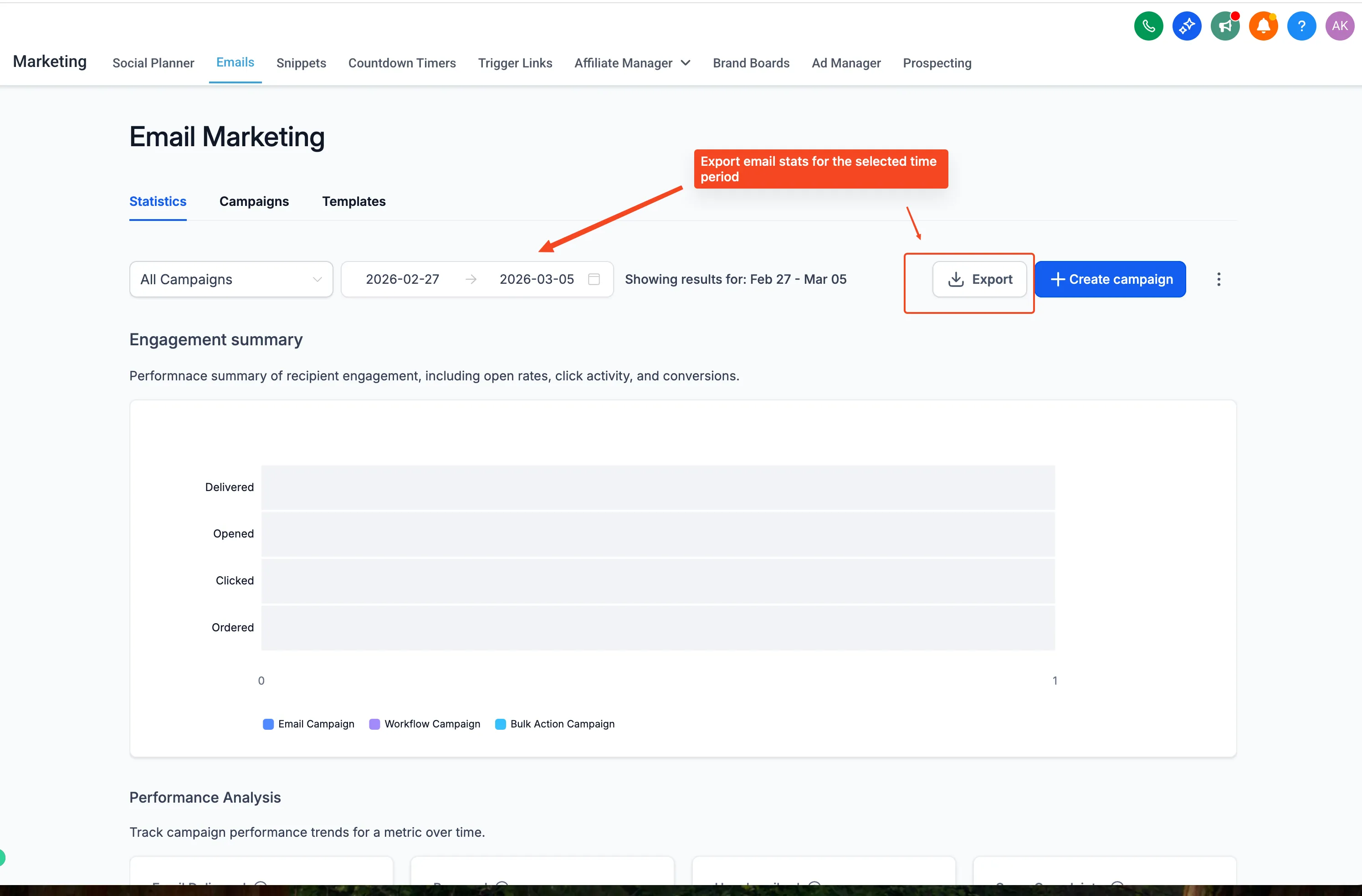 Export from Email Statistics