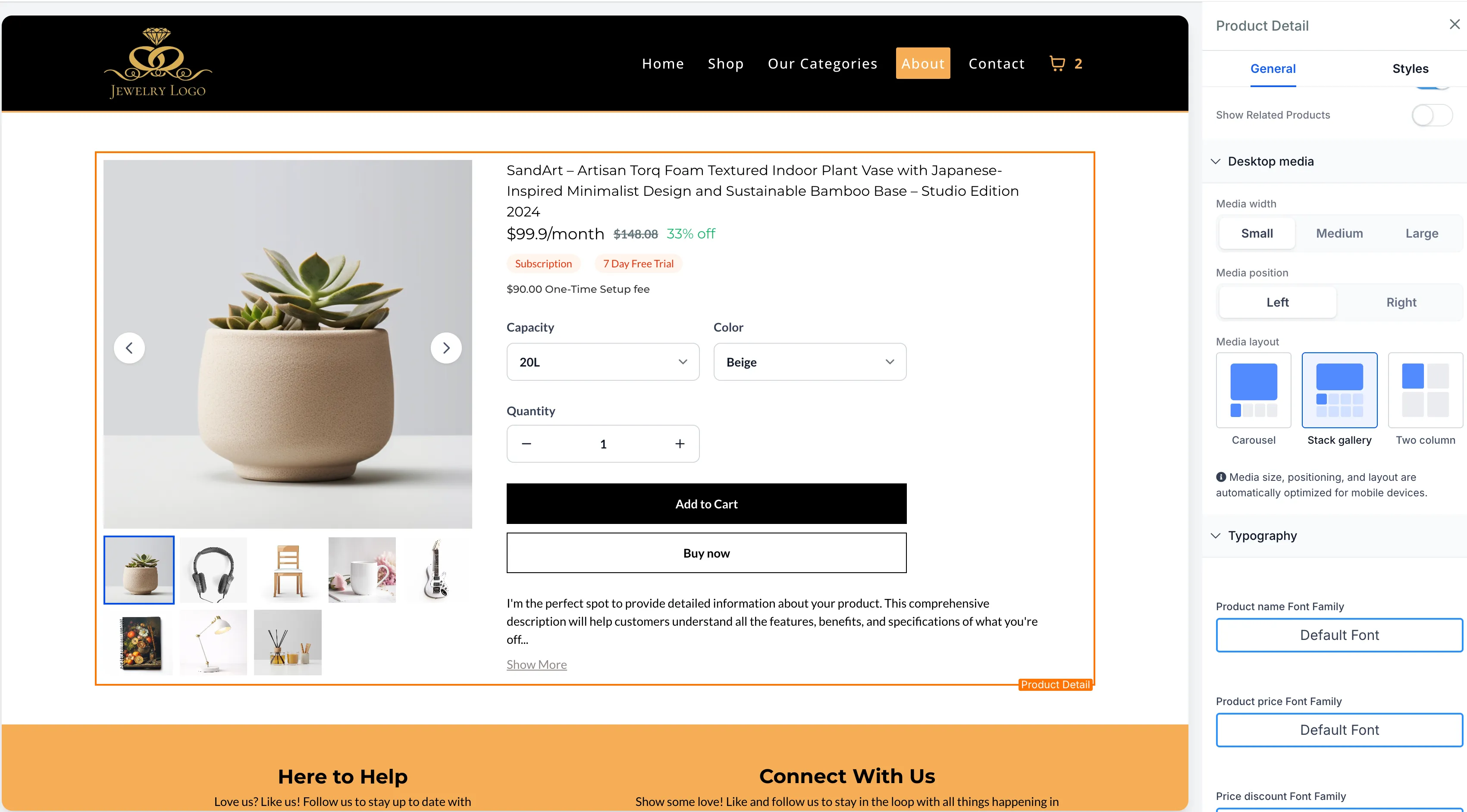 Product media layout example