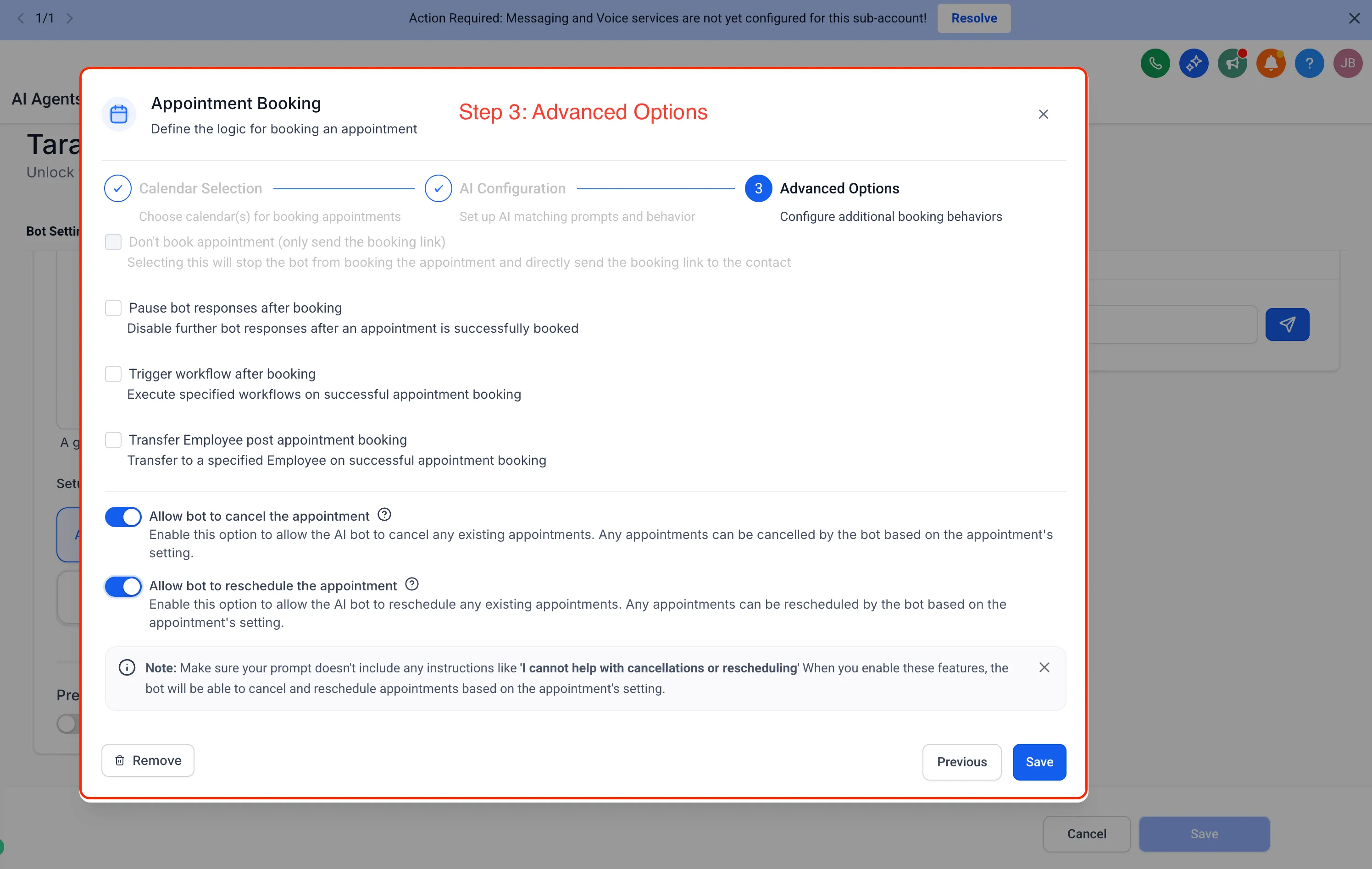 Conversation booking example