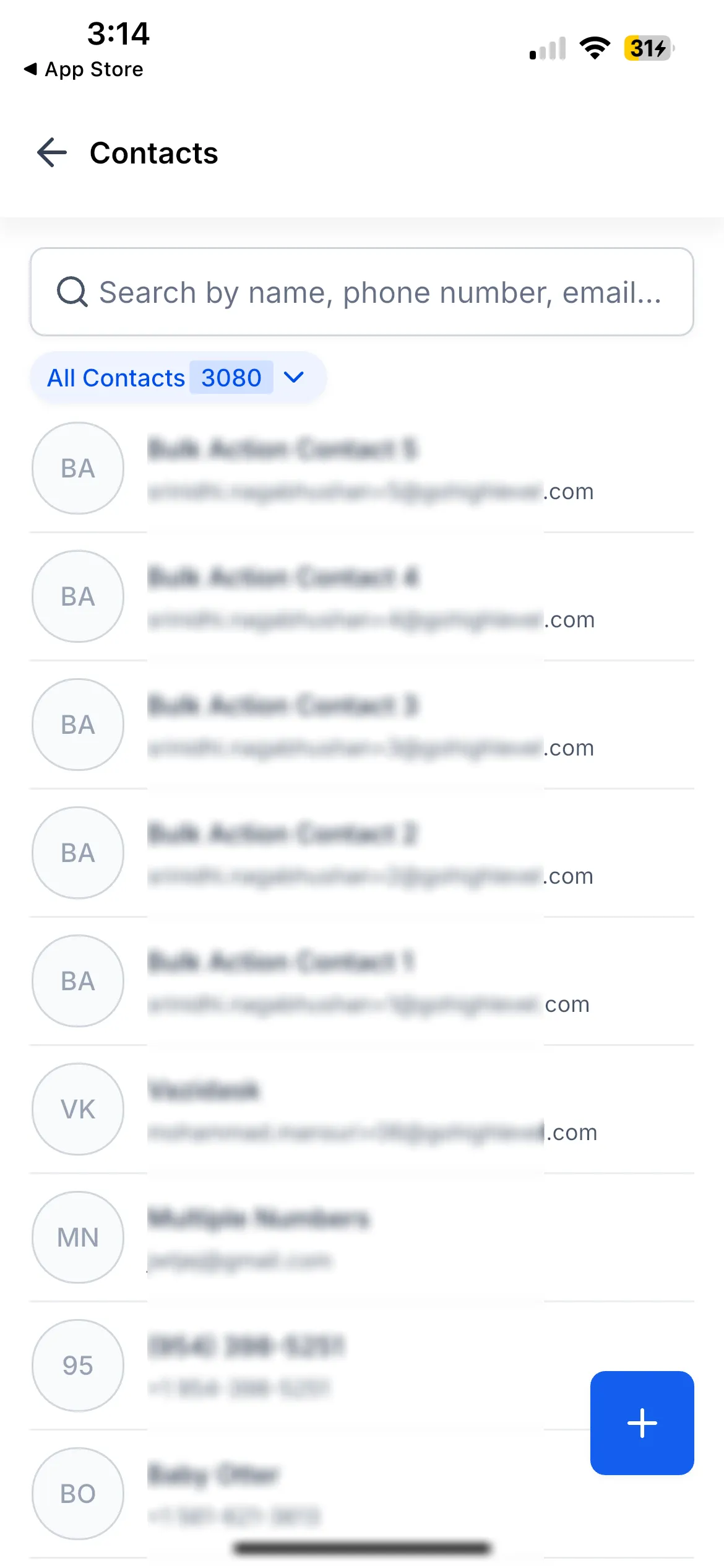 Contact list actions