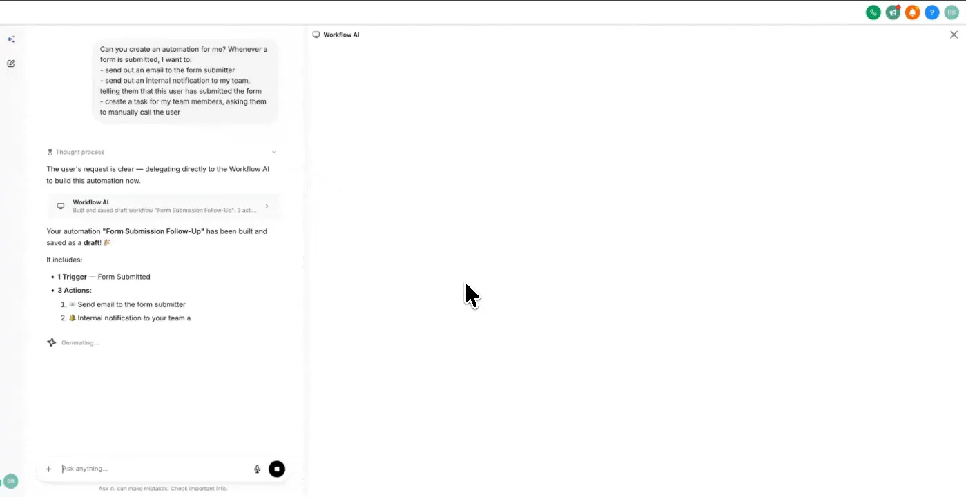 Workflow AI builder now available inside Ask AI as well