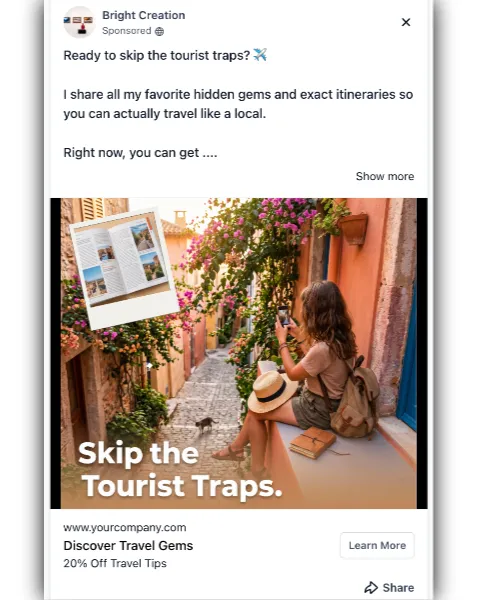 Travel Blogger - Facebook Ad