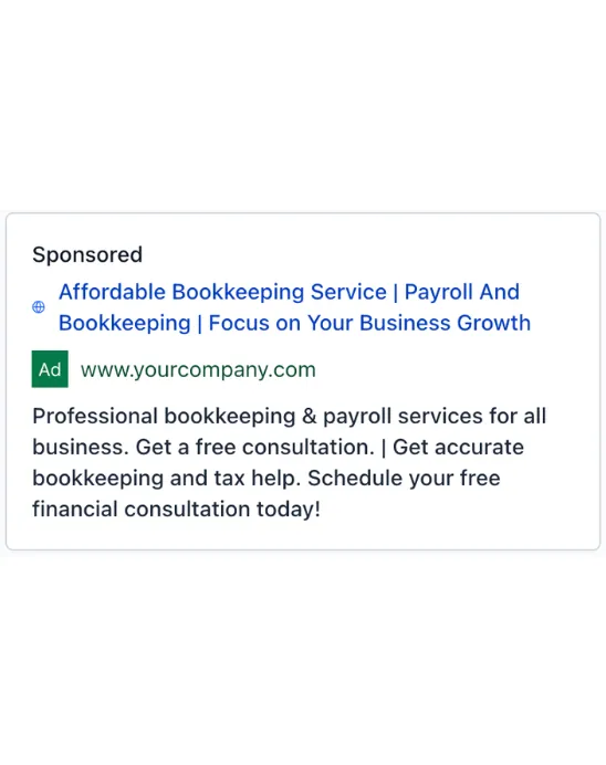 Bookkeeping Services - Google Ad