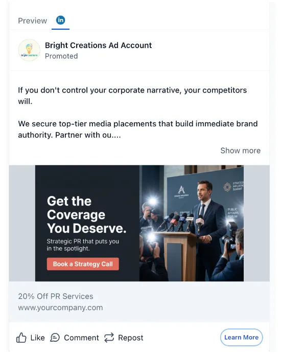 Public Relations Firm - LinkedIn Ad