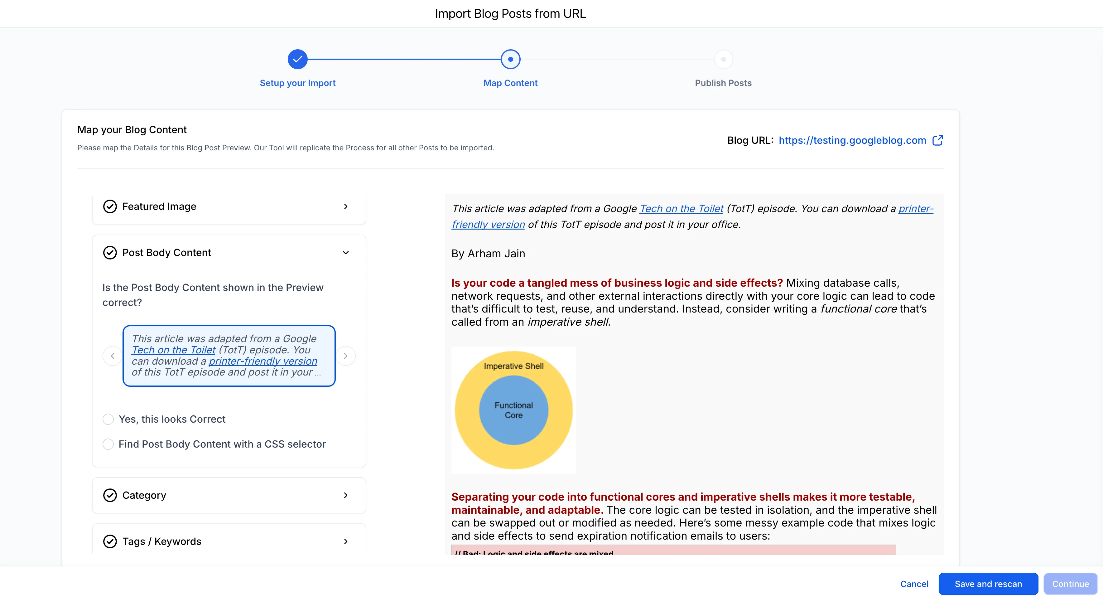Import review example