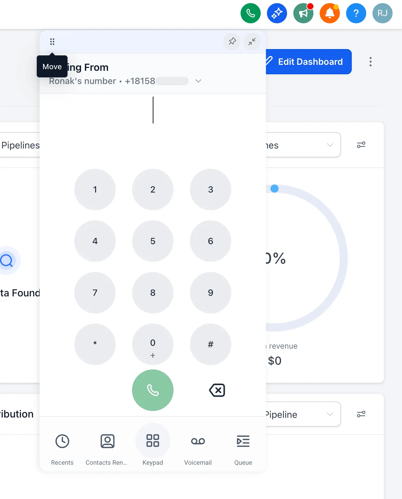 Draggable dialer