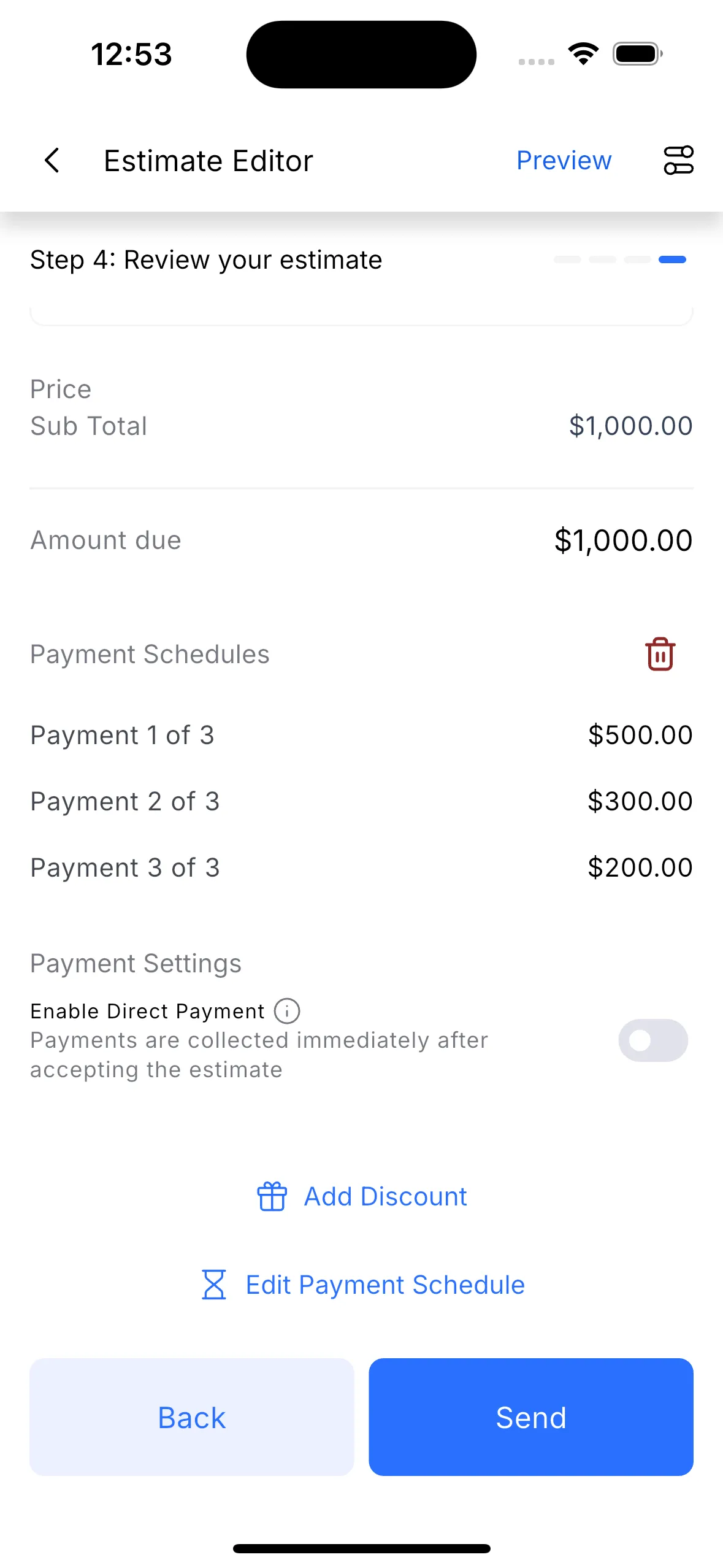 Scheduled installment example