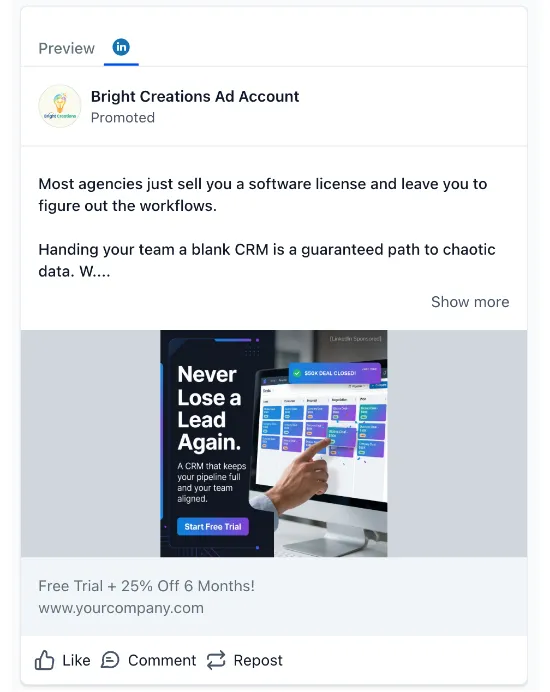 CRM Software - LinkedIn Ad