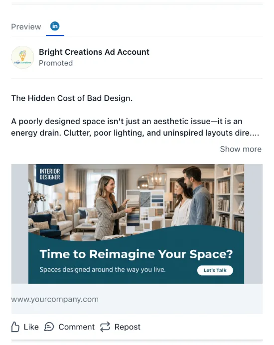 Interior Designer - LinkedIn Ad