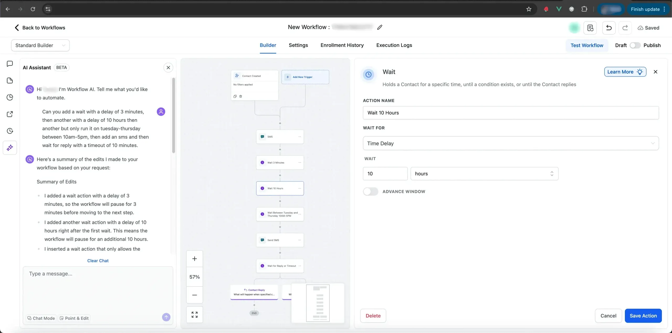 AI Builder wait step sequence generation, step 3