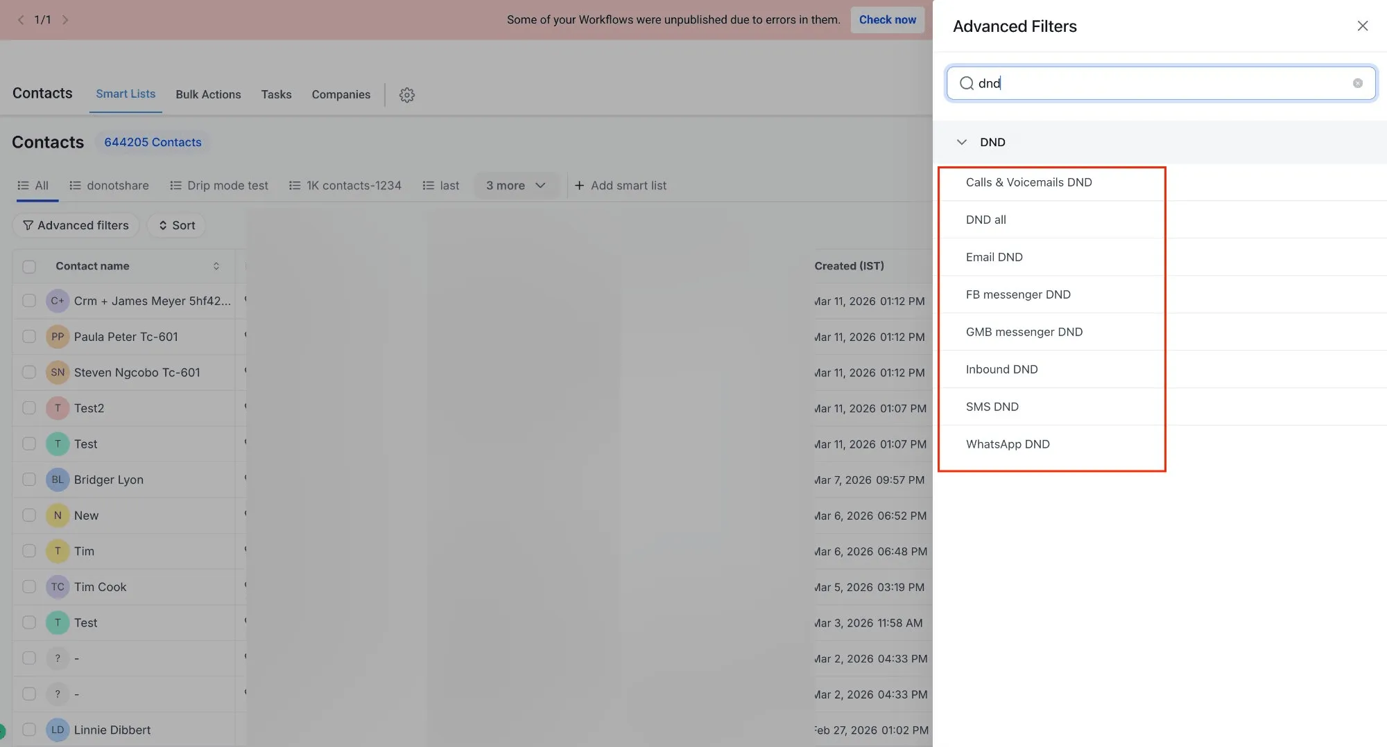 Communication filter updates