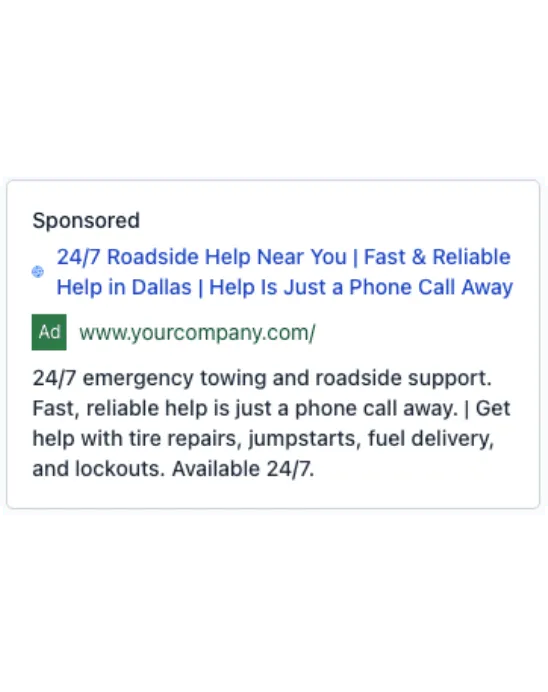 Emergency Roadside Service - Google Ad