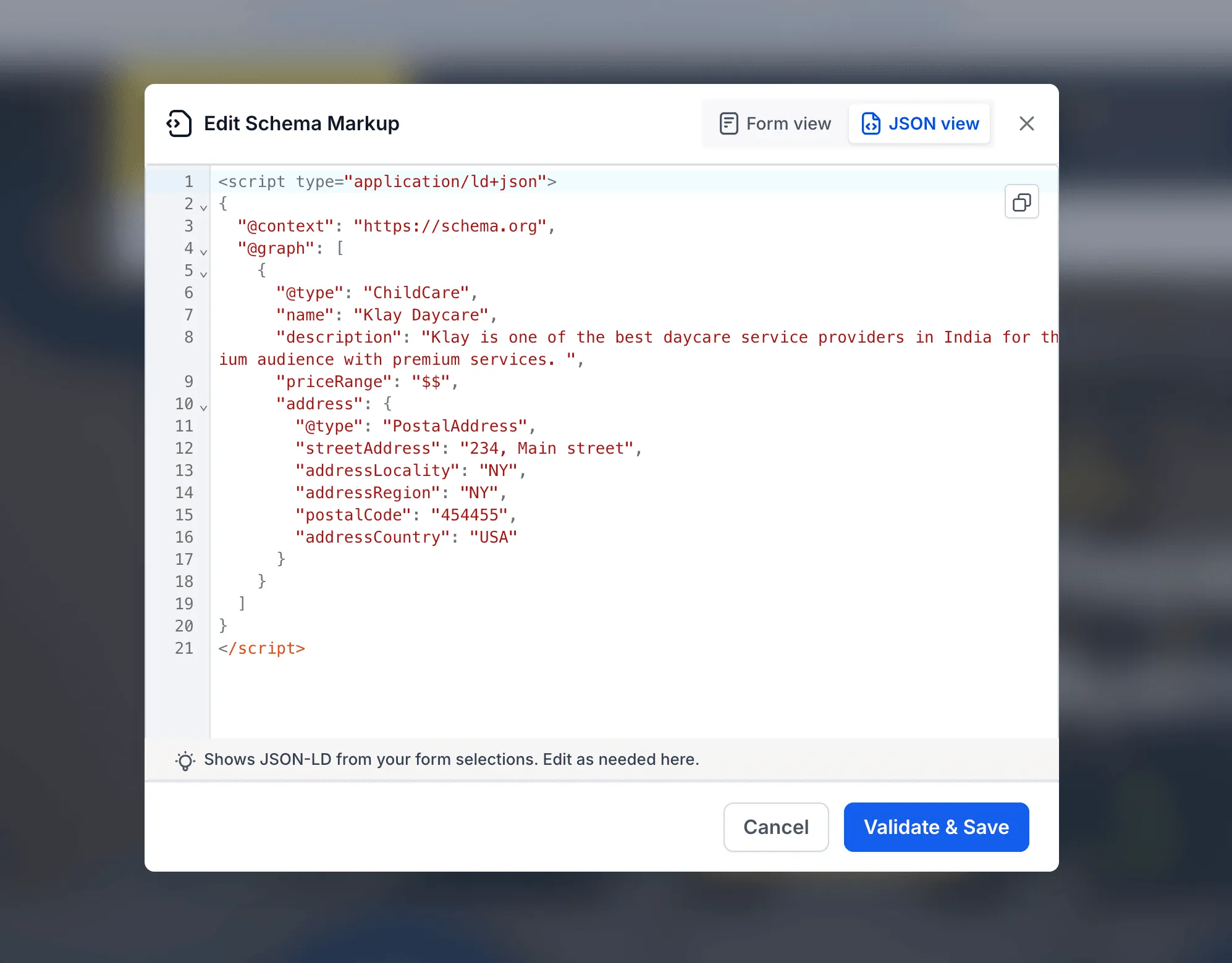 Schema JSON View