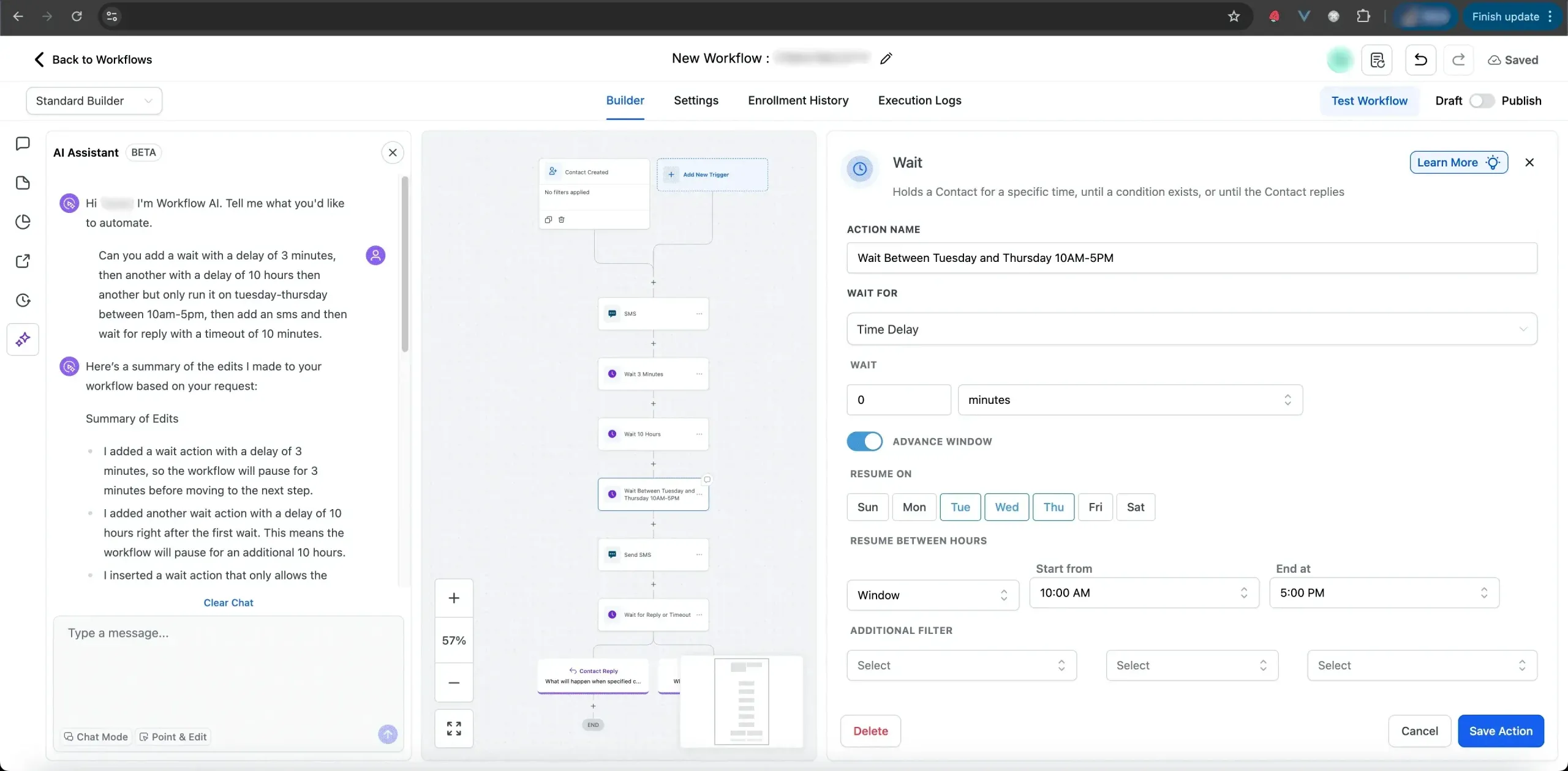 AI Builder wait step sequence generation, step 4