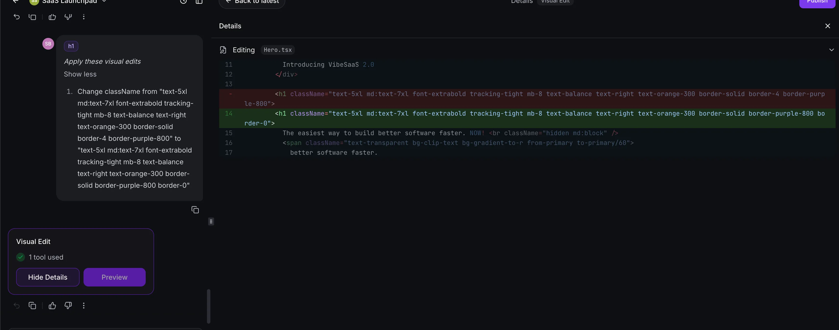 Multi-select editing in Visual Edits