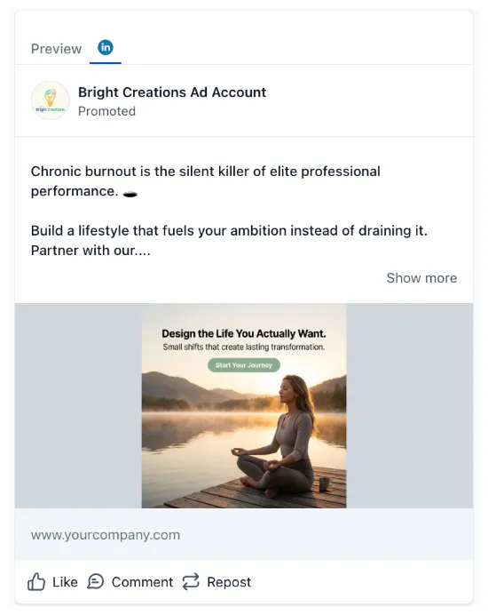 Lifestyle Coaching - LinkedIn Ad