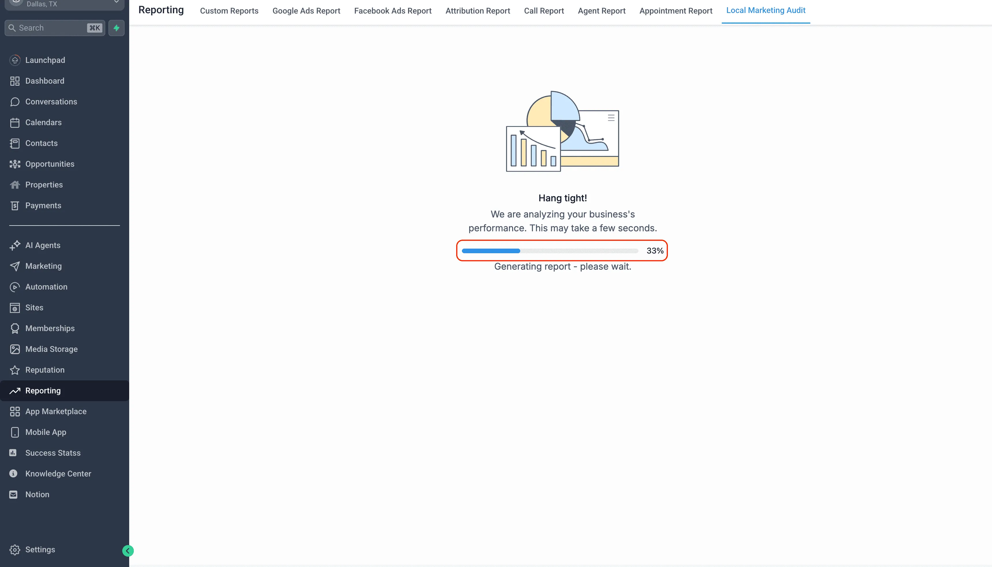 Configuration settings for Local Marketing Audit in SMBcrm