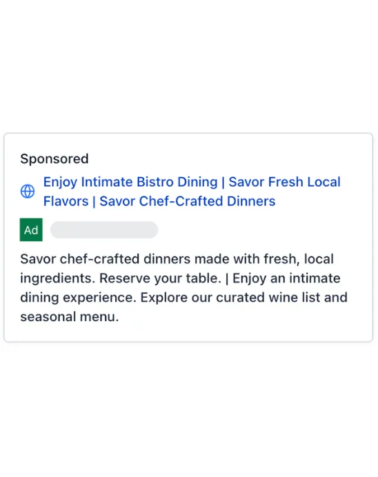 Bistro Restaurant - Google Ad