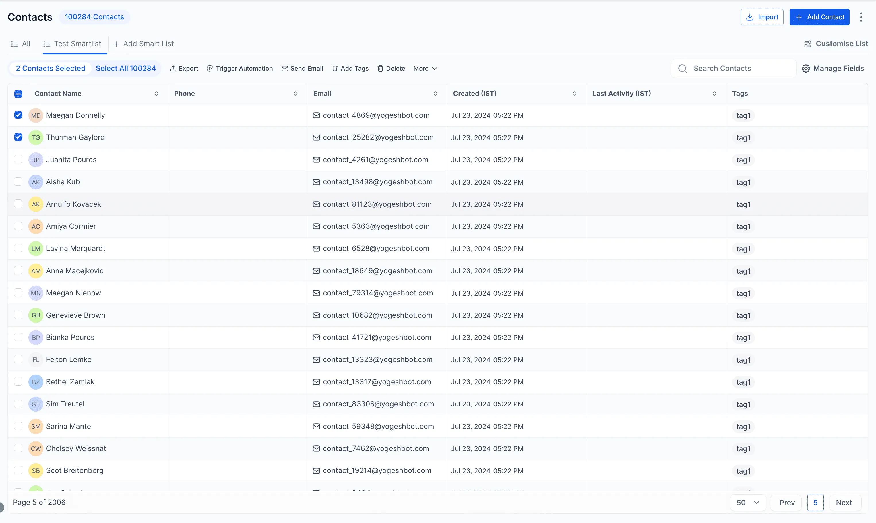Column management with search and drag-and-drop reordering in SMBcrm Contacts list