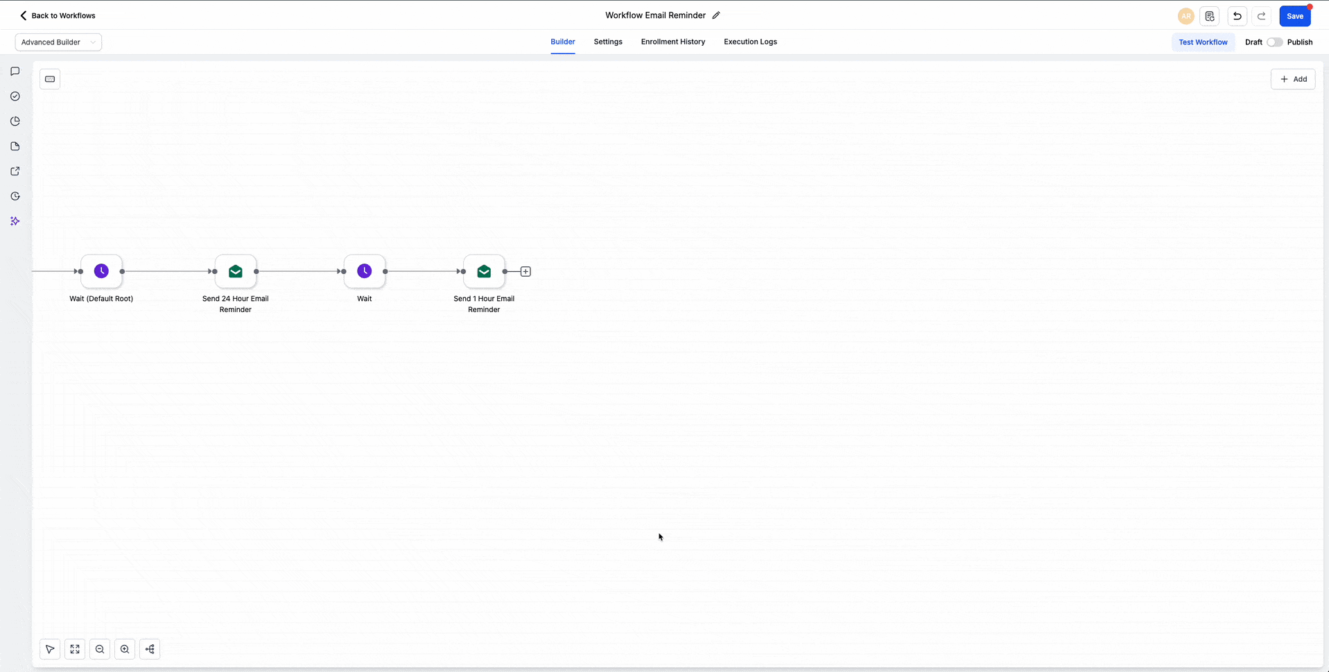 Advanced Builder auto-connecting workflow actions